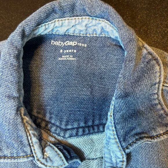 babyGap 1969 Denim Shirt Jacket Size 3T Snap Front Western Jean Top - Picture 2 of 4